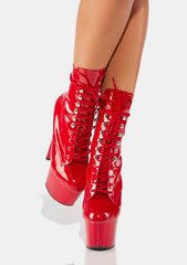 Adore-1020 Platform Ankle Boots-Red