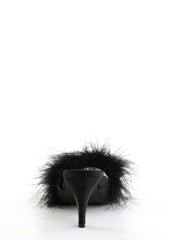 Amour-03 Marabou Slippter-Black PU