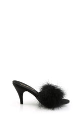 Amour-03 Marabou Slippter-Black PU