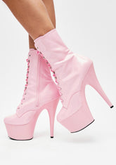 Adore-1020 Platform Ankle Boots-Baby Pink