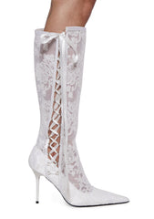 Dream Boulevard Lace Boots - White