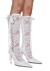 Dream Boulevard Lace Boots - White