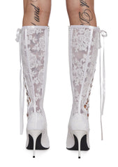 Dream Boulevard Lace Boots - White