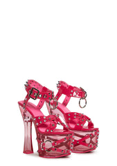 Twisted Darkness Platform Heels - Pink