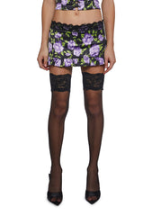 Floral Satin Mini Skirt