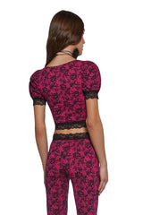 Lace Print Crop Top