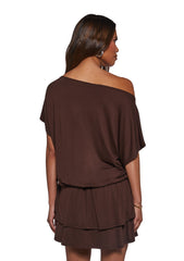 Club Time Off The Shoulder Dress - Brown
