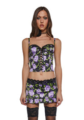 Floral Satin Bustier