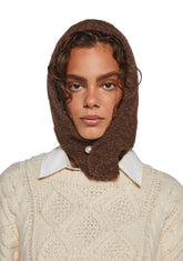 Fall Vibing Knit Hood - Brown