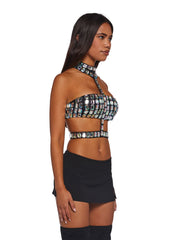 Lust Sparks Rhinestone Harness Top