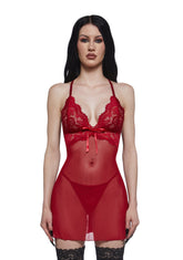 Devoted Hearts Mesh Slip Dress