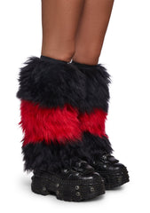 Crimson Chaos Striped Fur Leg Warmers