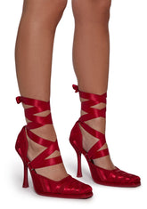 Art Form Lace Up Mary Janes - Red