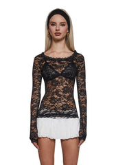 Sweet Surrender Lace Top - Black