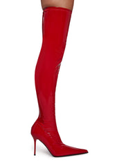 Thigh High Stretch Boots - Red