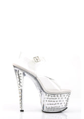 Stardust-708 Platform Ankle Strap Sandals-Clear