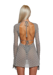 Techno Novelty Mesh Dress - Grey