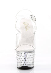 Stardust-708 Platform Ankle Strap Sandals-Clear