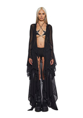 Sparkled Myths Hooded Duster - Black