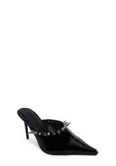 On Your Toes Spiked Mules - Black