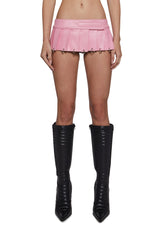 Pleated Mini Skirt With Rings - Pink