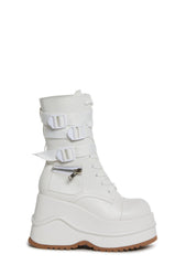 Mad Hustle Wedge Platform Boots - White