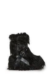 Low Wild Instincts Faux Fur Combat Boots - Black