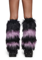 Midnight Amethyst Striped Fur Leg Warmers