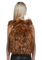 Rosy Roam Faux Fur Backpack - Brown
