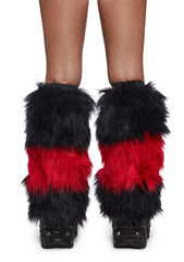 Crimson Chaos Striped Fur Leg Warmers
