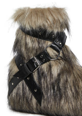 Low Wild Instincts Faux Fur Combat Boots - Off White