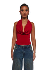 Unstoppable Cowl Neck Top - Red