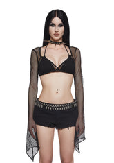 Cryptic Glamour Fishnet Shrug - Black