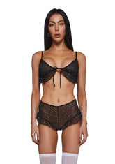 Private Party Foil Dot Mesh Bralette Set