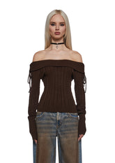 Deep Thoughts Long Sleeve Top - Brown