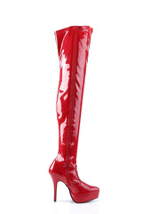 Indulge-3000 Platform Thigh High Boots-Red