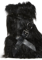 Low Wild Instincts Faux Fur Combat Boots - Black