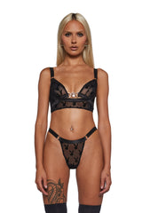 Playboy Bunny Charm Bralette Set - Black