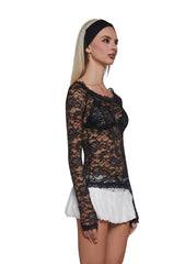Sweet Surrender Lace Top - Black