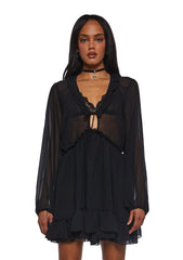 Sunset Chaser Babydoll Dress - Black