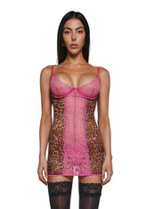 Animal Instincts Sheer Mesh Chemise Lingerie Set