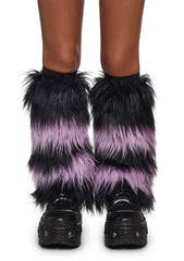 Midnight Amethyst Striped Fur Leg Warmers