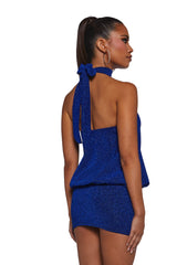 Club Moves Halter Dress - Blue Glitter