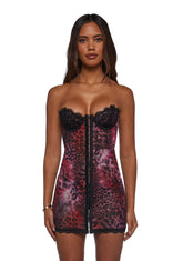 Captivating Gazes Slip Dress - Pink Leopard