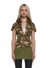 Texting U Camo Hoodie Mini Dress