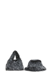 Arctic Noir Faux Fur Bag And Hat Set