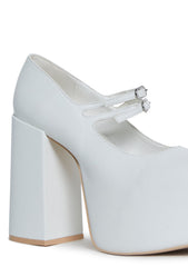 Macabre Meetup Platform Mary Janes - White