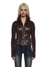 Tara Vegan Leather Knit Sweater