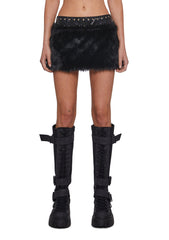 Rave Away Faux Fur Mini Skirt