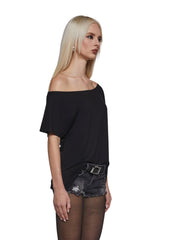 Flirting Over Oversized Tee - Black